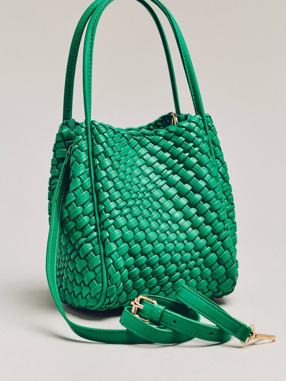 Anthropologie Woven Hobo Bag in Emerald Green